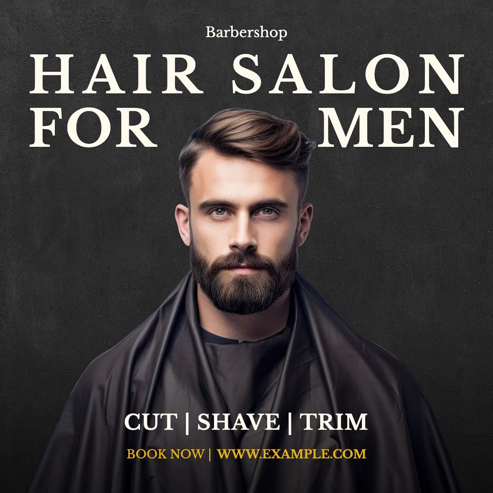 Men salon Instagram post template, editable text