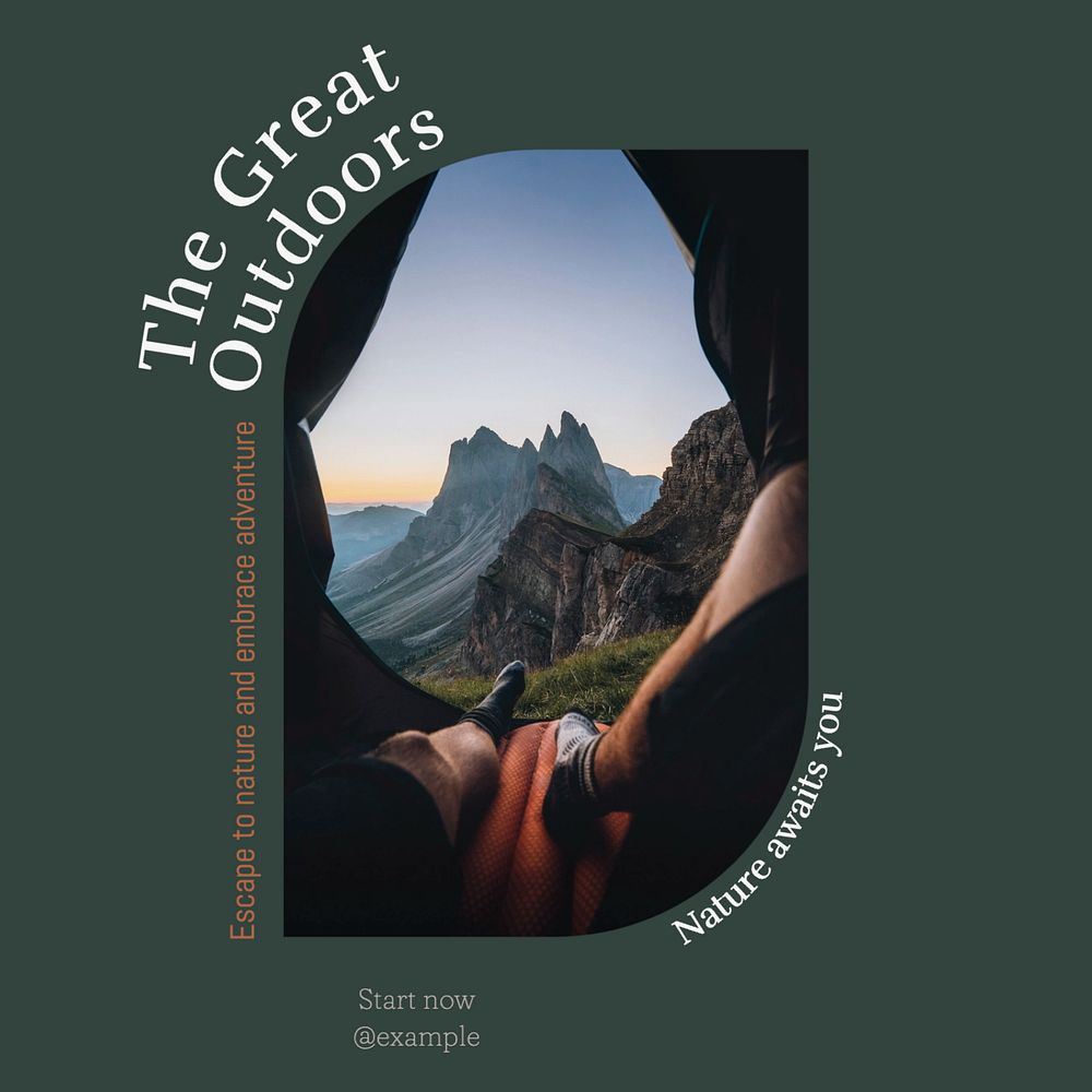 The great outdoors Instagram post template, editable text