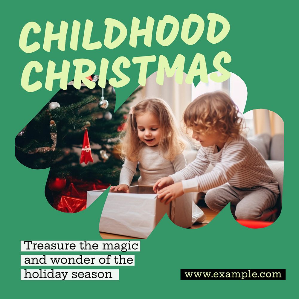 Christmas childhood memories Instagram post template, editable text