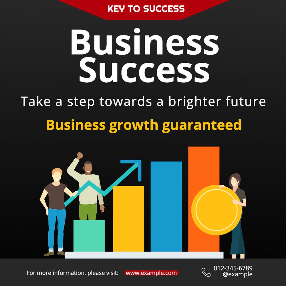 Business success Instagram post template, editable text