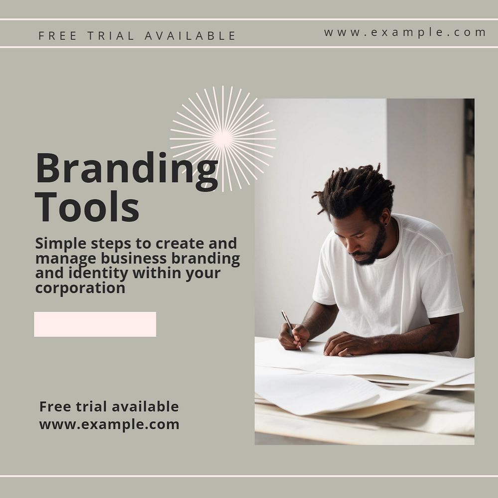 Branding tools Instagram post template, editable text