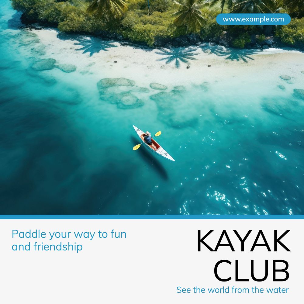 Kayak club Instagram post template, editable text