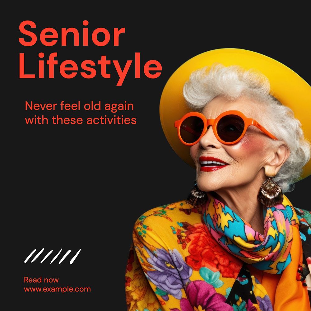 Senior lifestyle Instagram post template, editable text