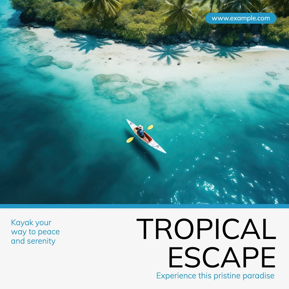 Tropical escape Instagram post template, editable text