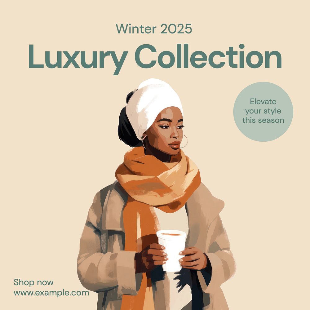 Luxury collection Instagram post template, editable text