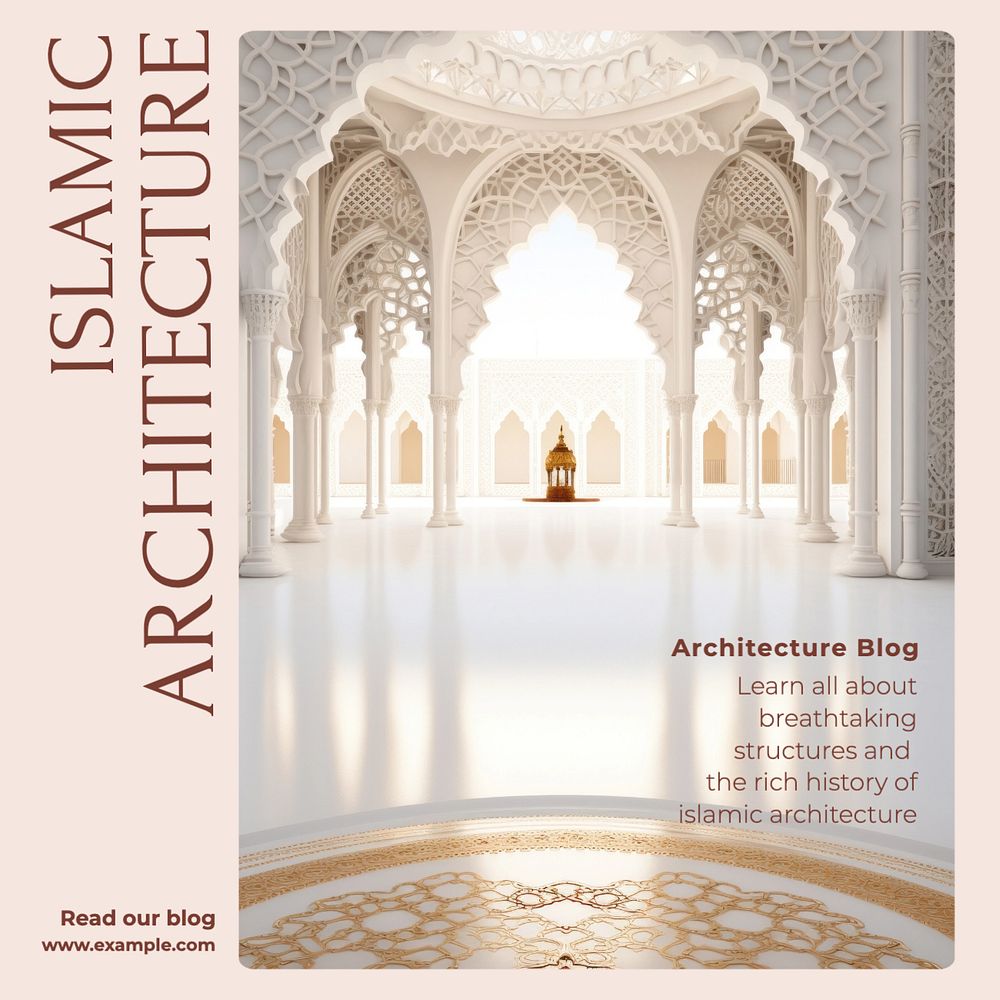 Islamic architecture Instagram post template, editable text