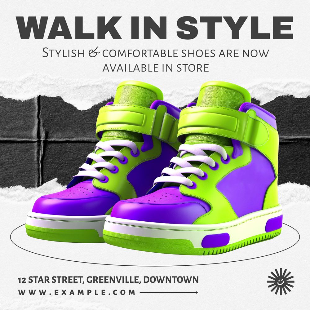 Walking shoes Instagram post template, editable text