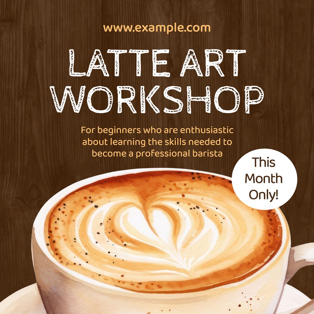 Latte art Instagram post template, editable text