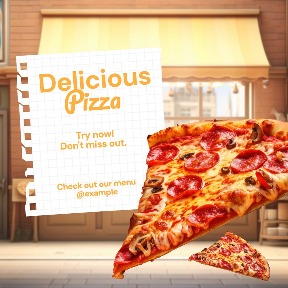 Pizza & restaurant Instagram post template, editable text