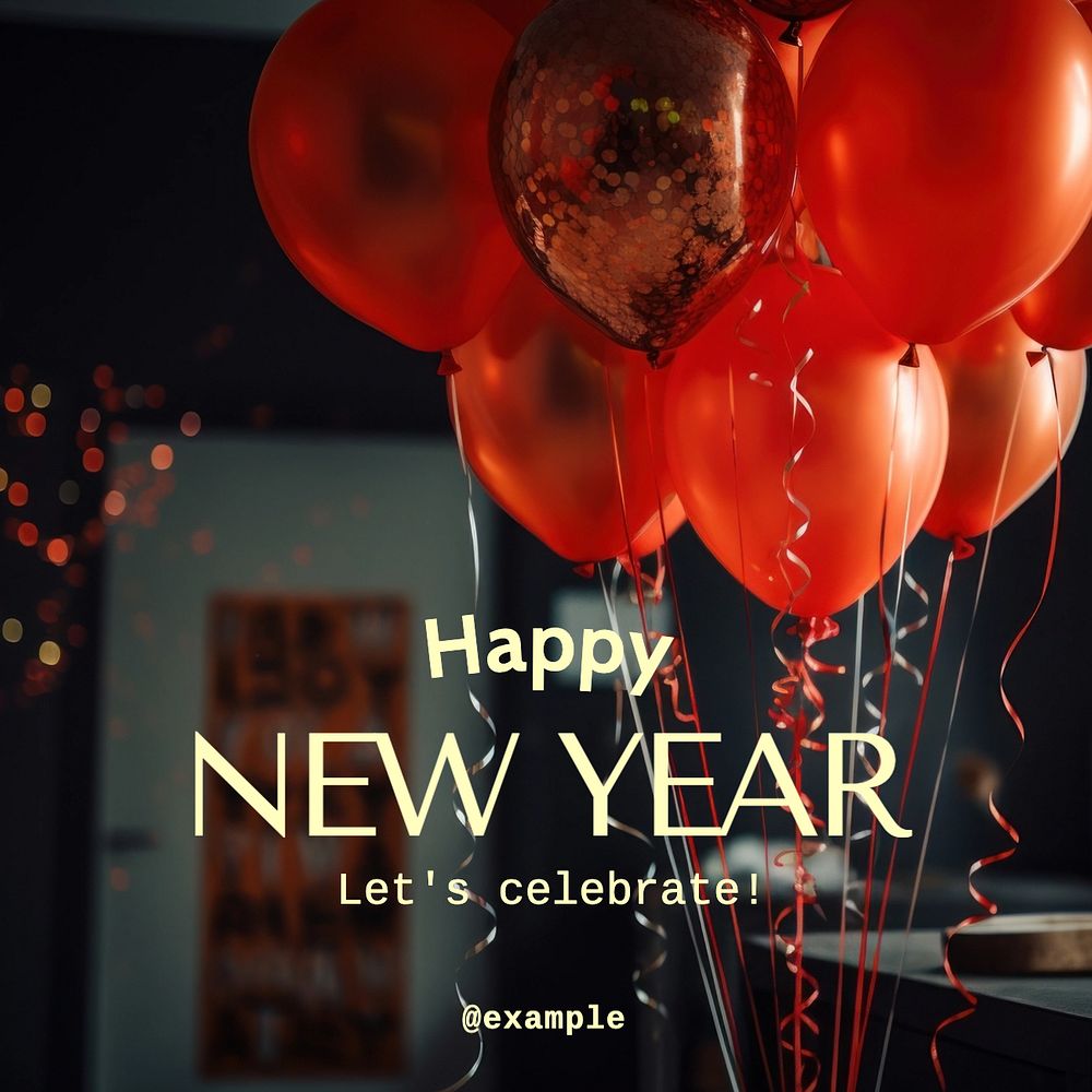 Happy new year Instagram post template, editable text