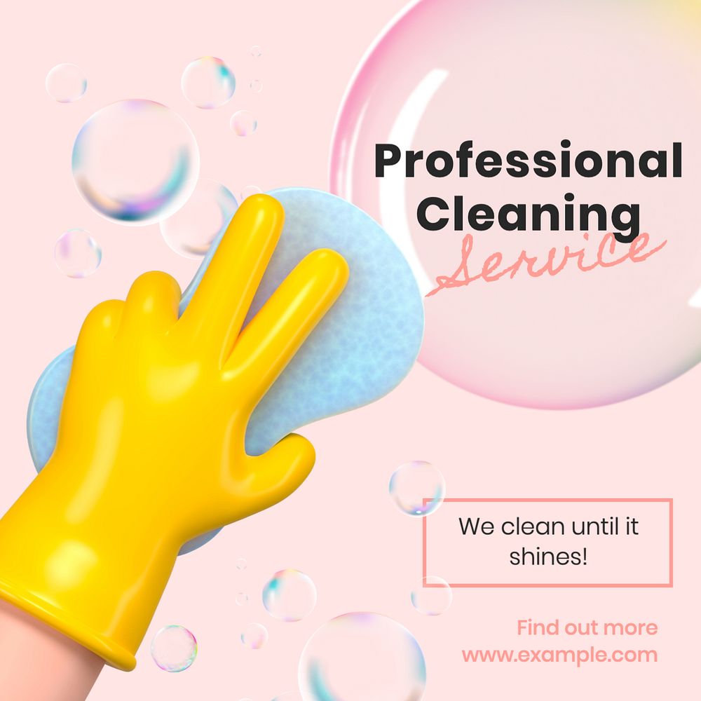 Professional cleaning service Instagram post template, editable text