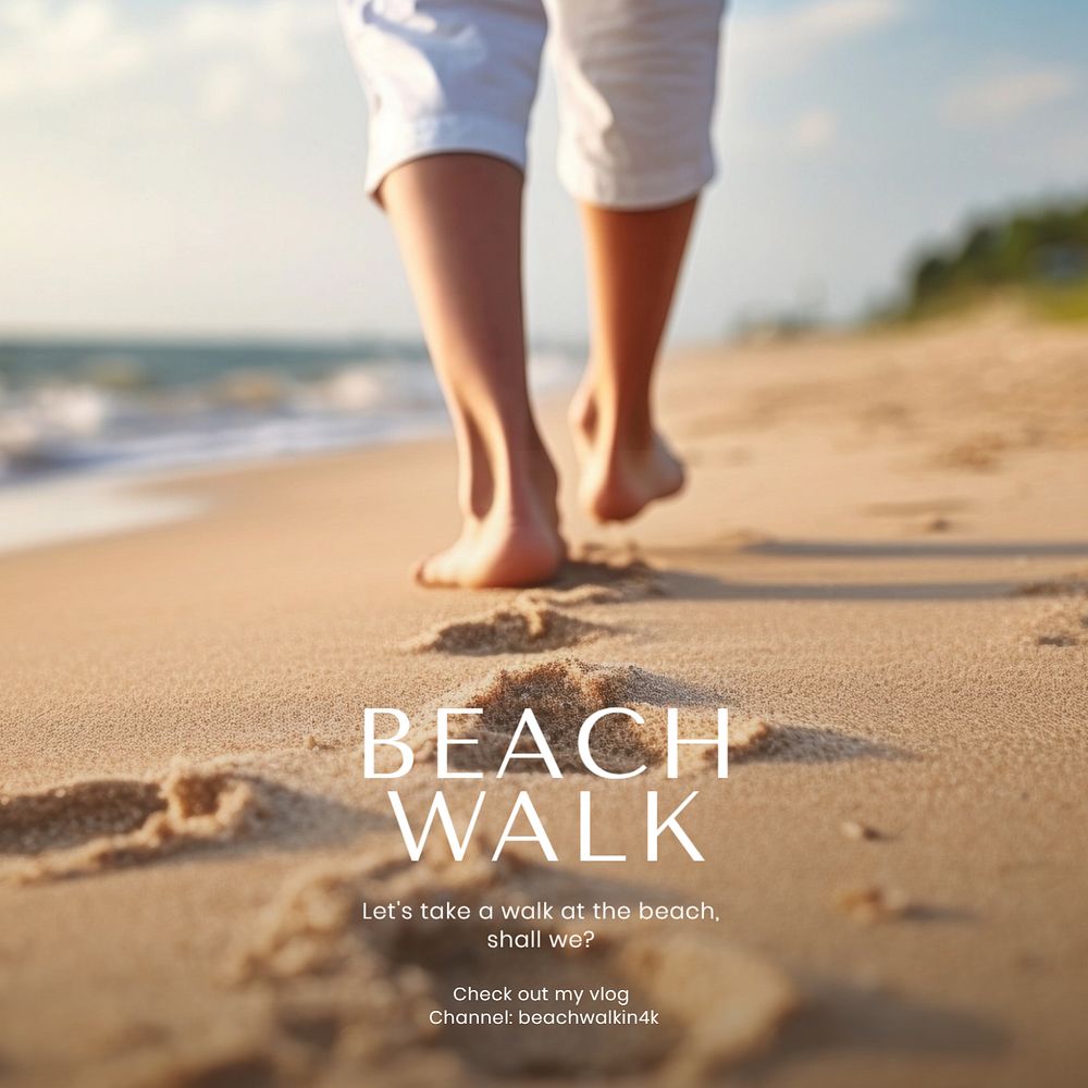 Beach Walk Instagram post template, editable text