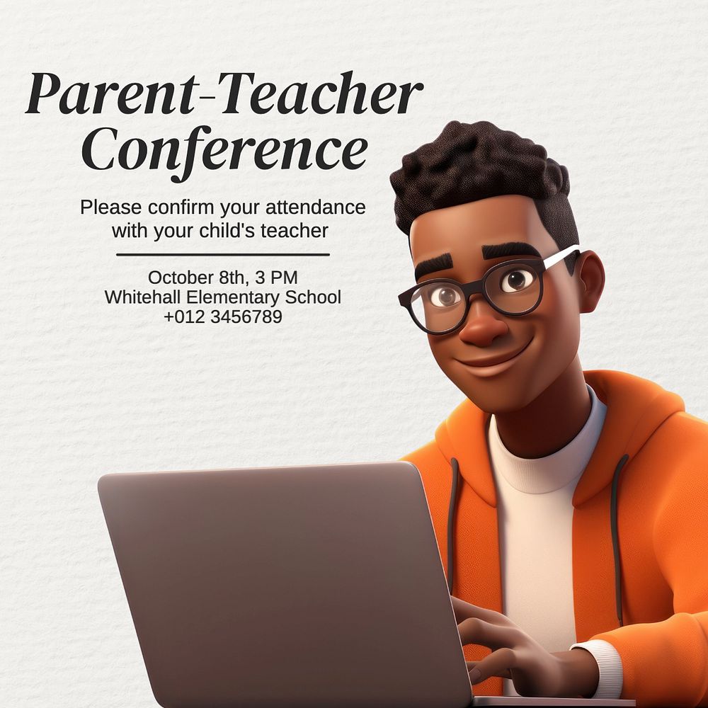 Parent-teacher conference Instagram post template, editable text