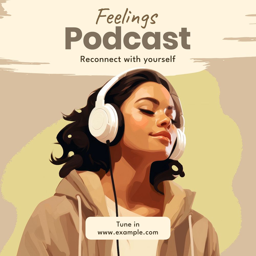 Feelings podcast Instagram post template, editable text