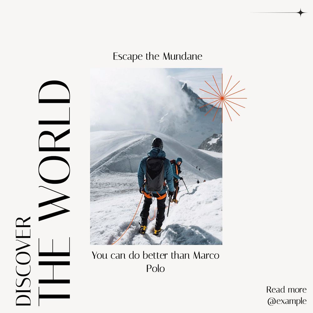 Discover the world Instagram post template, editable text