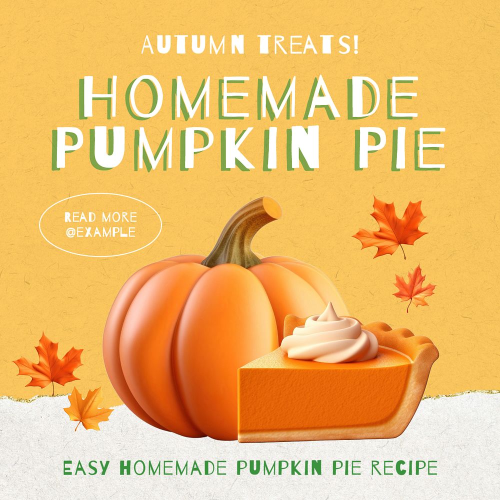 Pumpkin pie Instagram post template, editable text