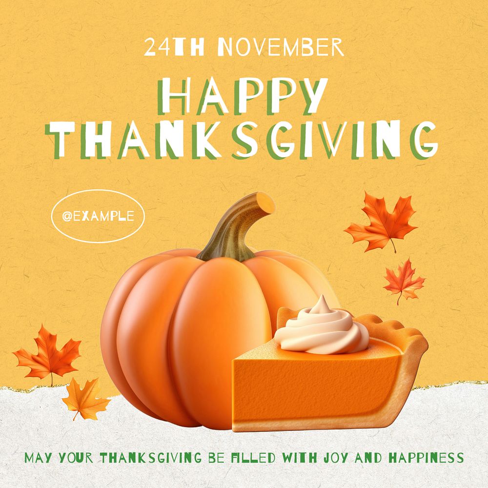 Happy Thanksgiving Instagram post template, editable text