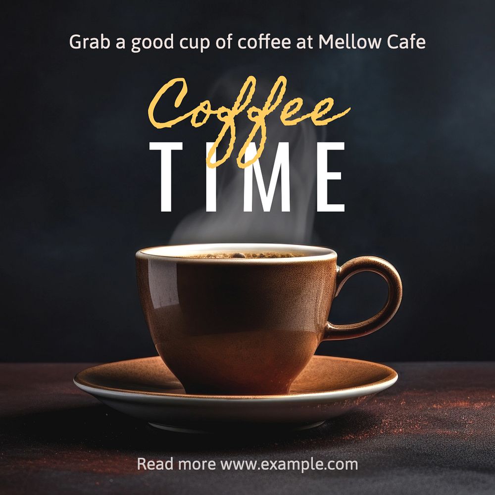 Coffee time Instagram post template, editable text