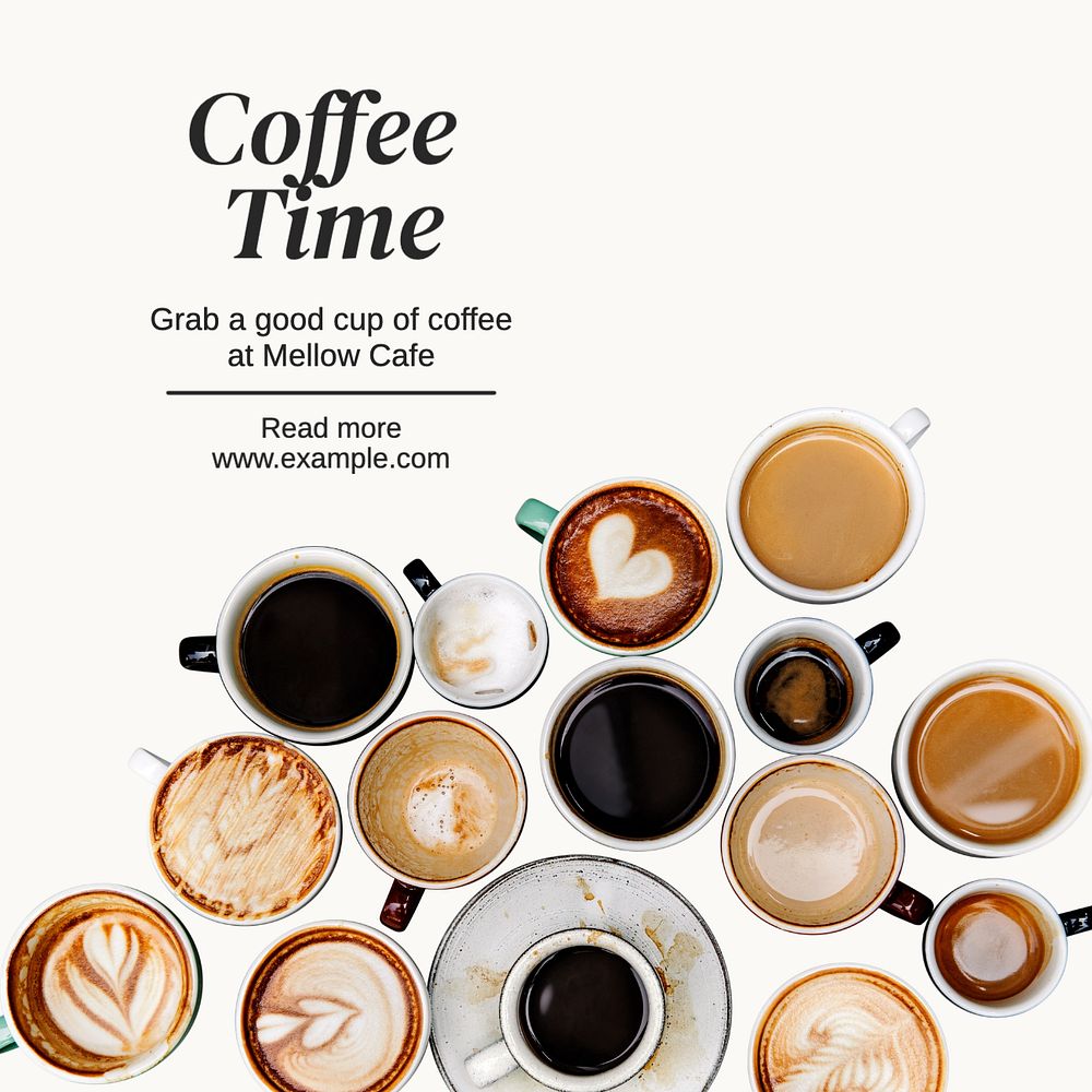 Coffee time Instagram post template, editable text