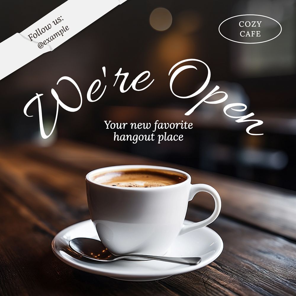 We're open Instagram post template, editable text