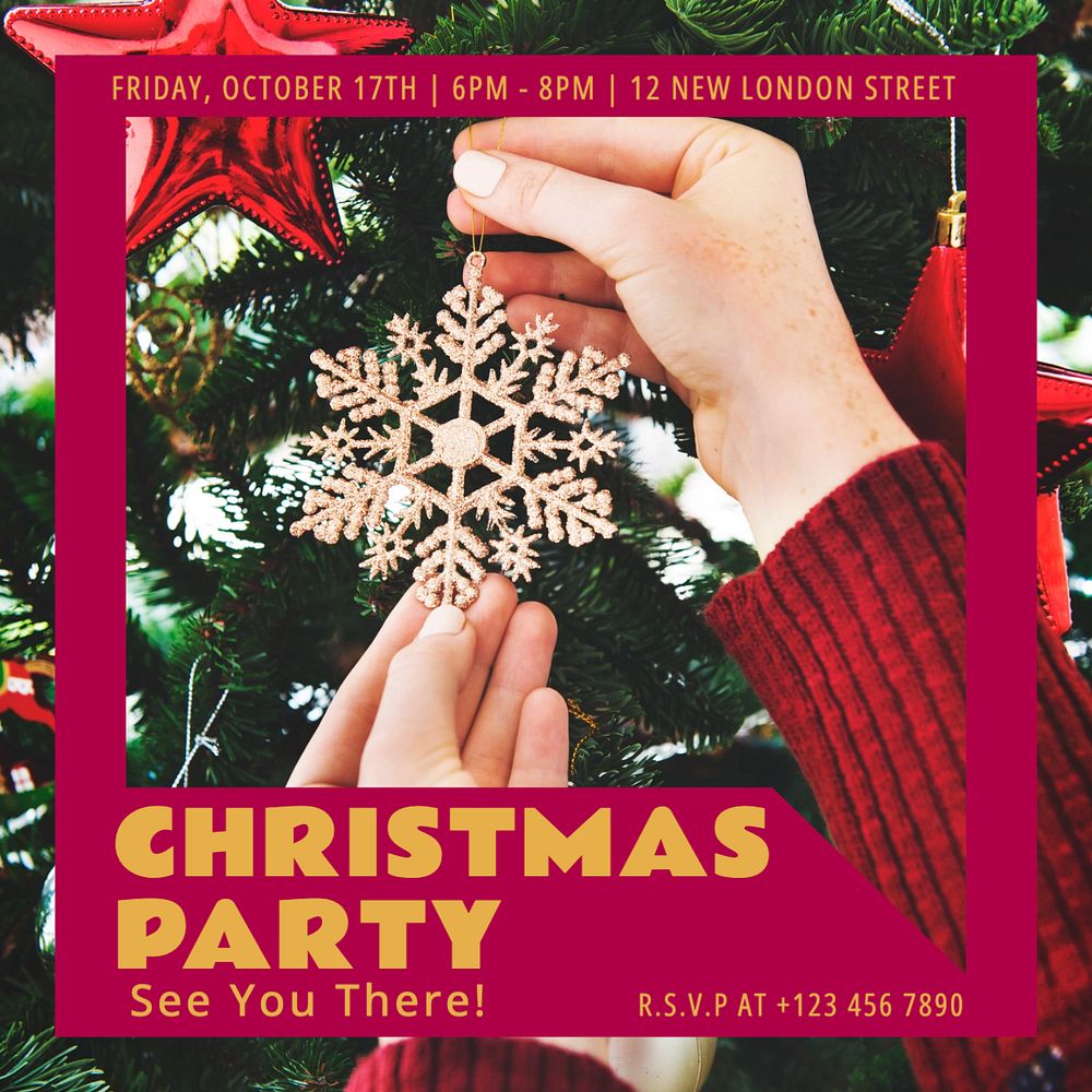 Christmas party Instagram post template, editable text