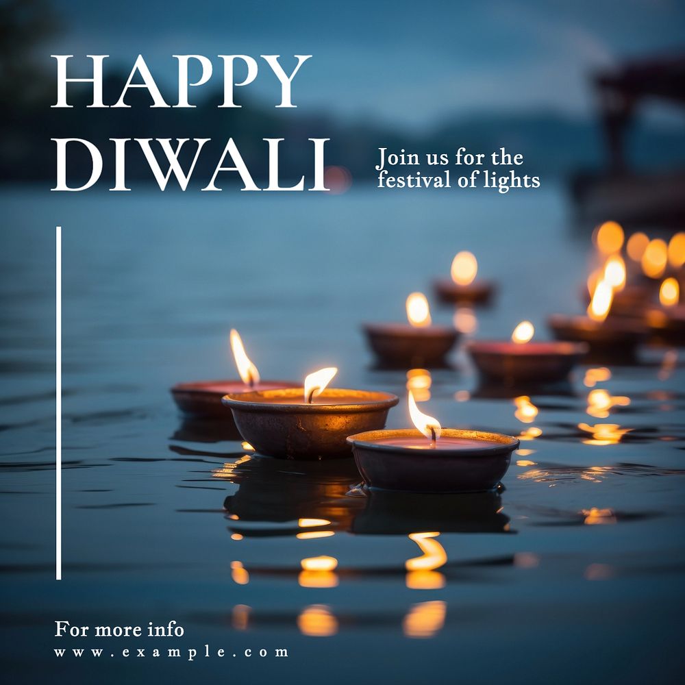 Happy Diwali Instagram post template, editable text