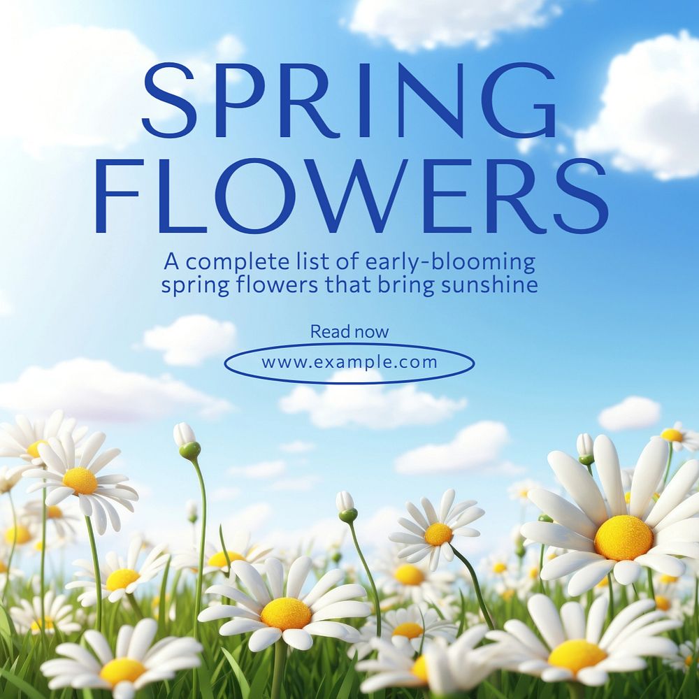 Spring flowers Instagram post template, editable text