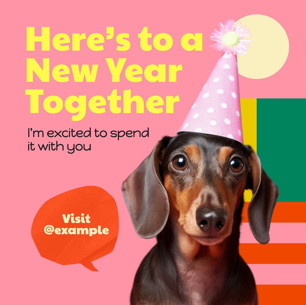 Happy new year Instagram post template, editable text