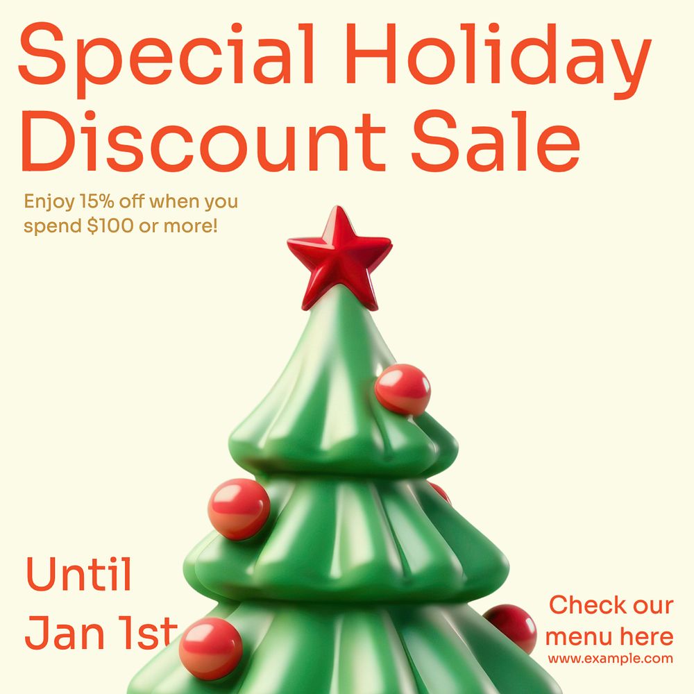 Holiday discount Instagram post template, editable text