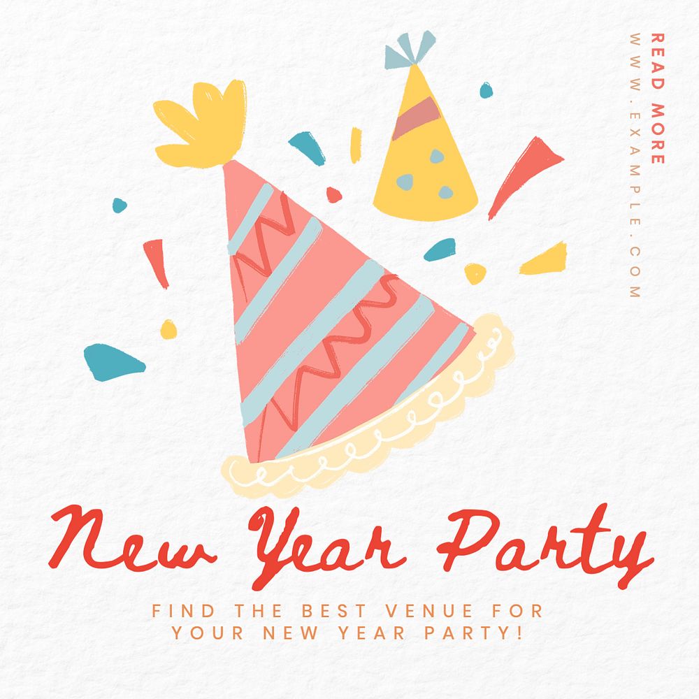 New year party Instagram post template, editable text