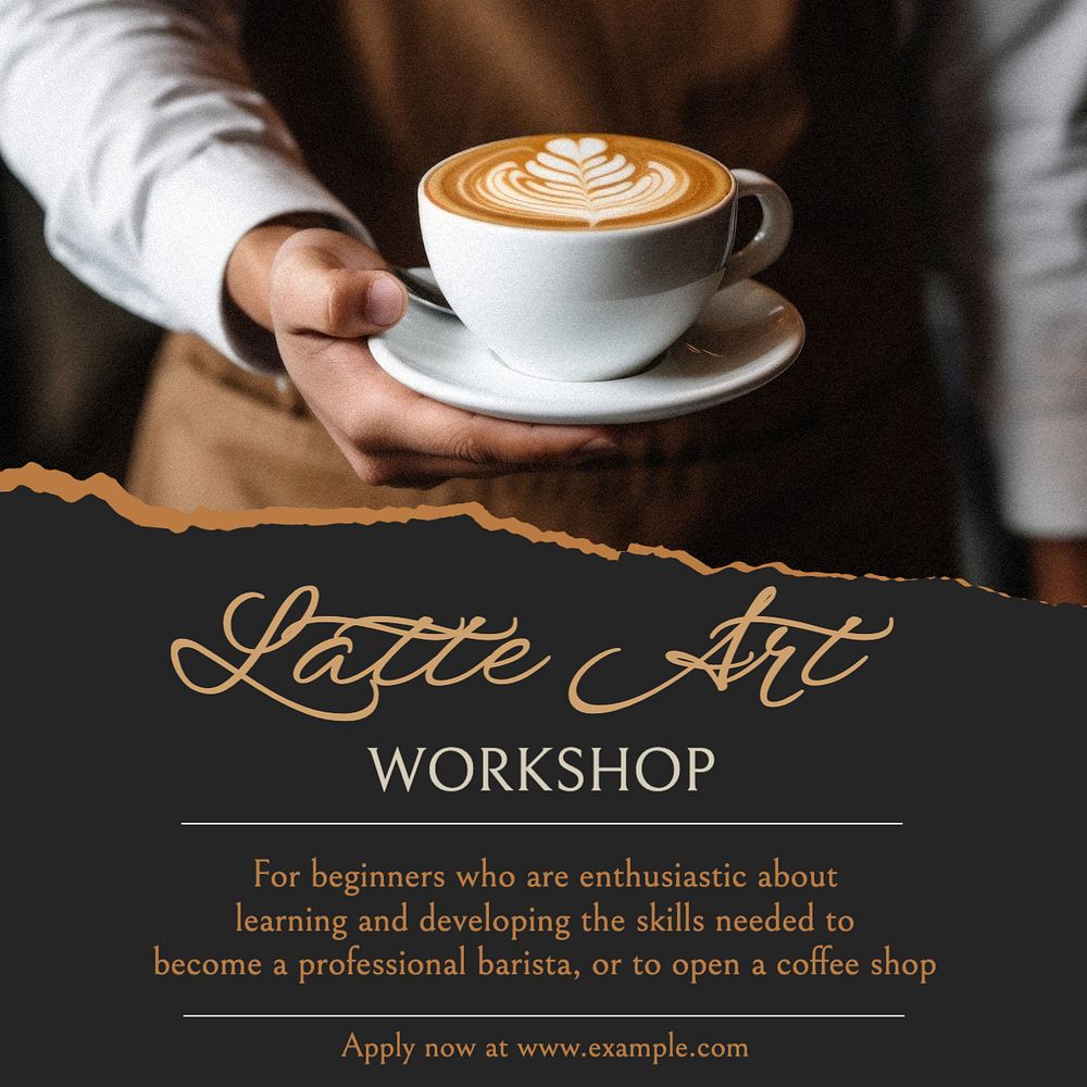 Latte art Instagram post template, editable text