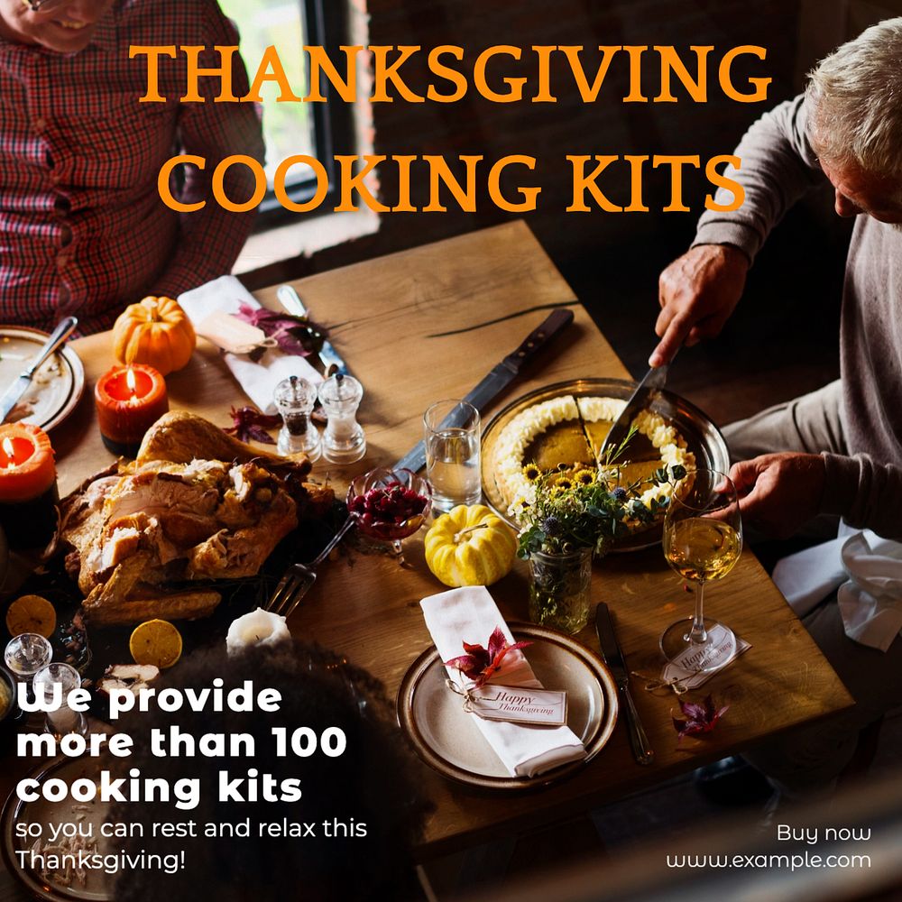 Thanksgiving cooking kits Instagram post template, editable text