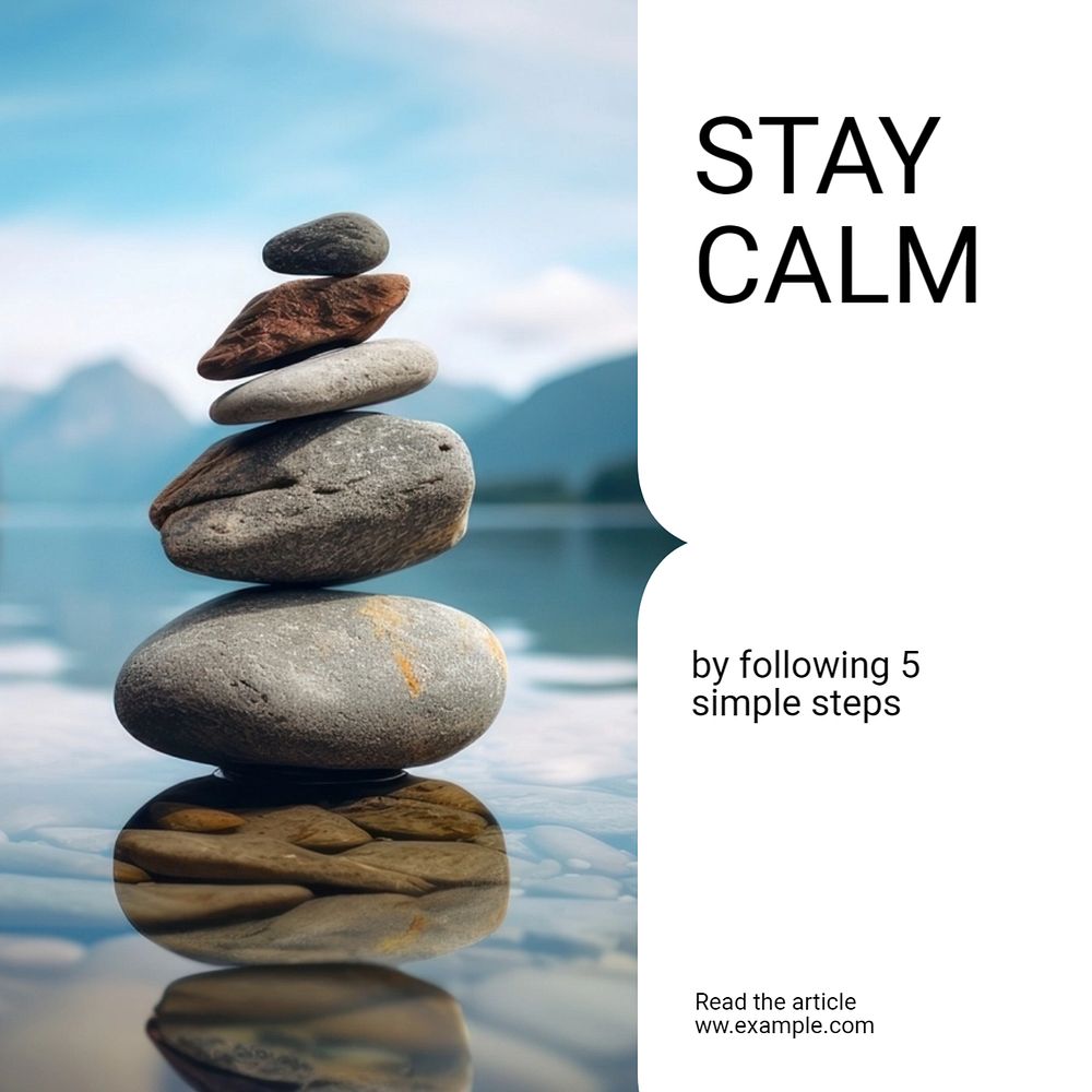 Stay calm Instagram post template, editable text