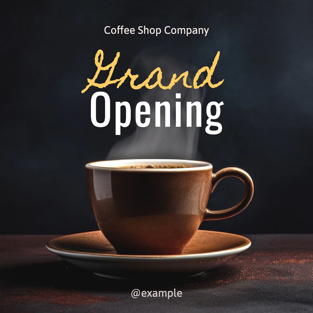 Grand opening Instagram post template, editable text