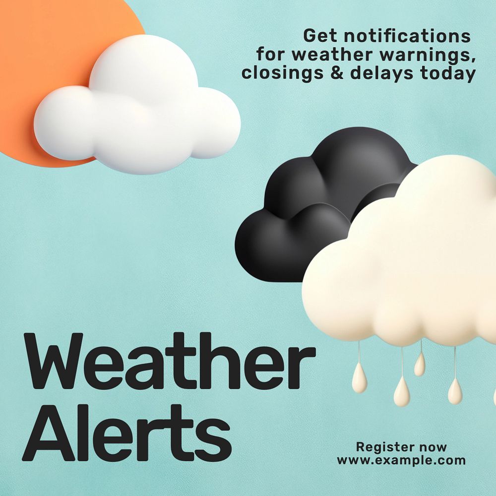 Weather alerts Instagram post template, editable text