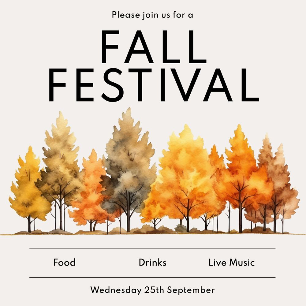 Fall festival, autumn Instagram post template, editable text