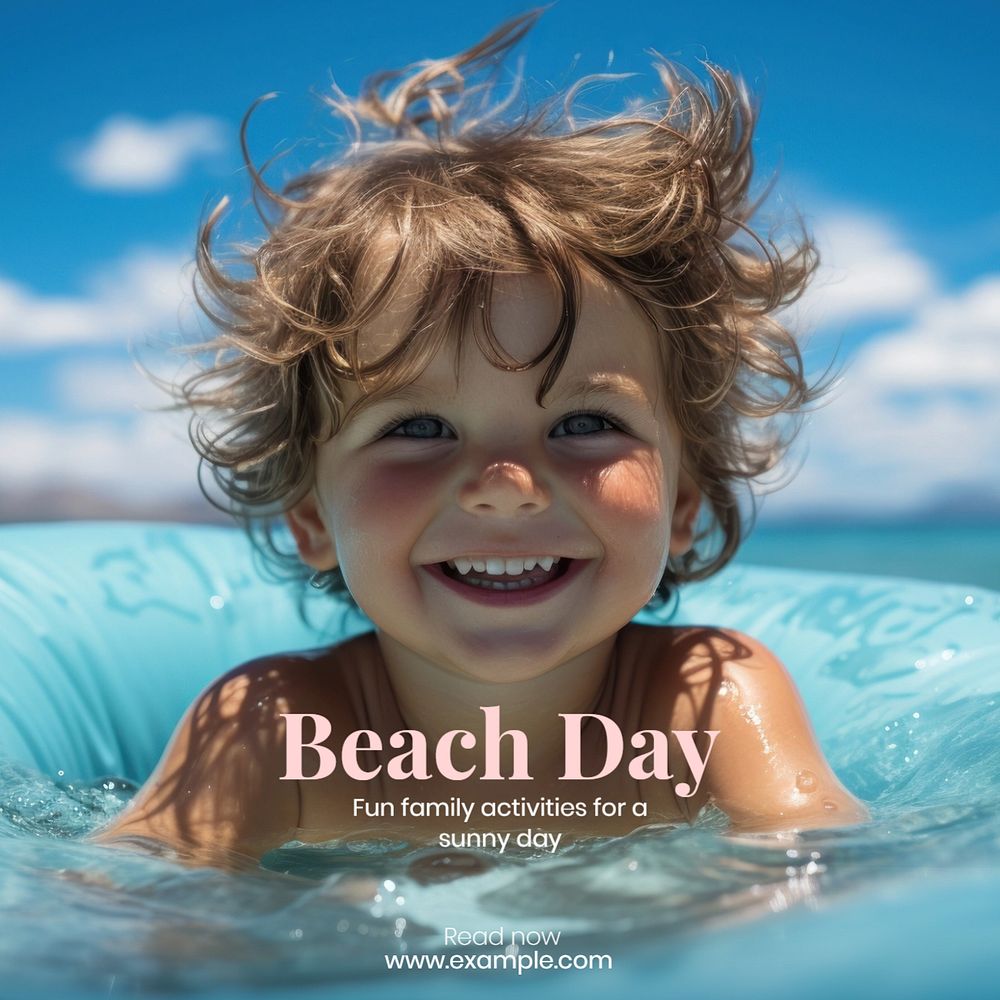 Beach day Instagram post template, editable text