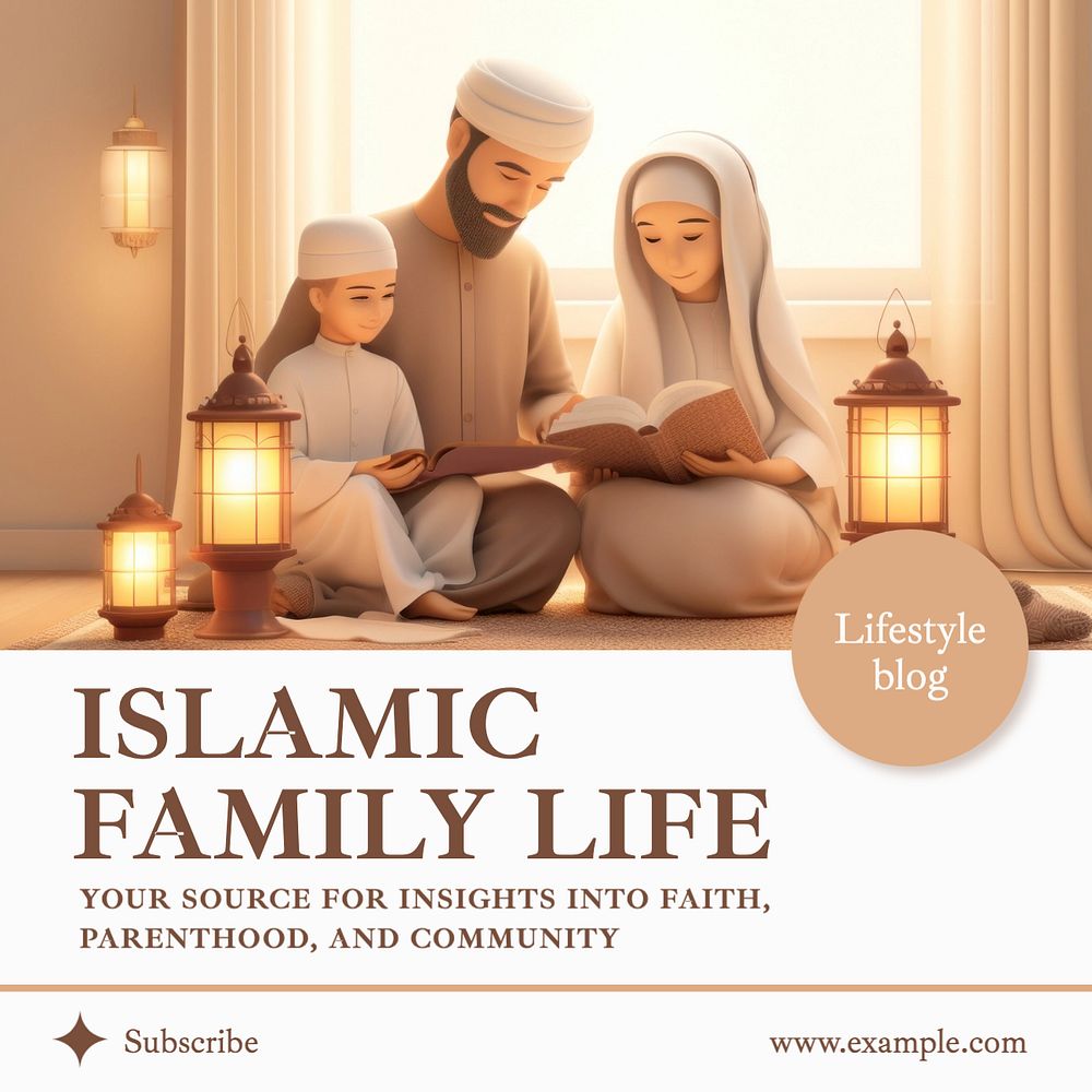 Islamic family Instagram post template, editable text