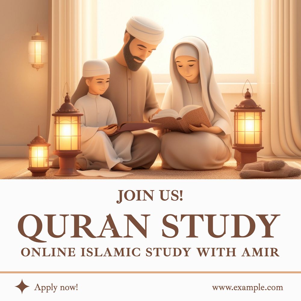 Quran study Instagram post template, editable text