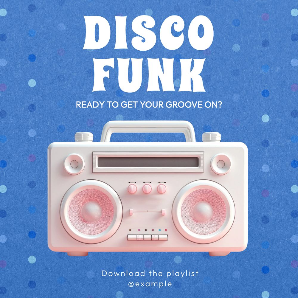 Retro disco music Instagram post template, editable text