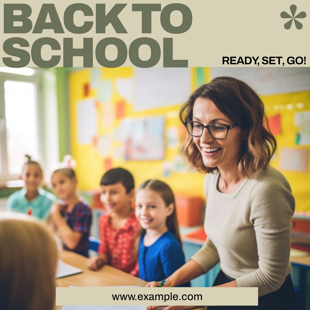 Back to school Instagram post template, editable text