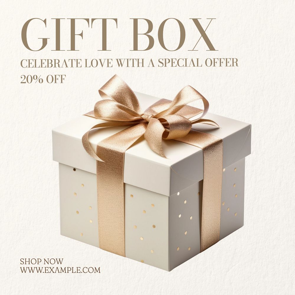 Gift box Instagram post template, editable text