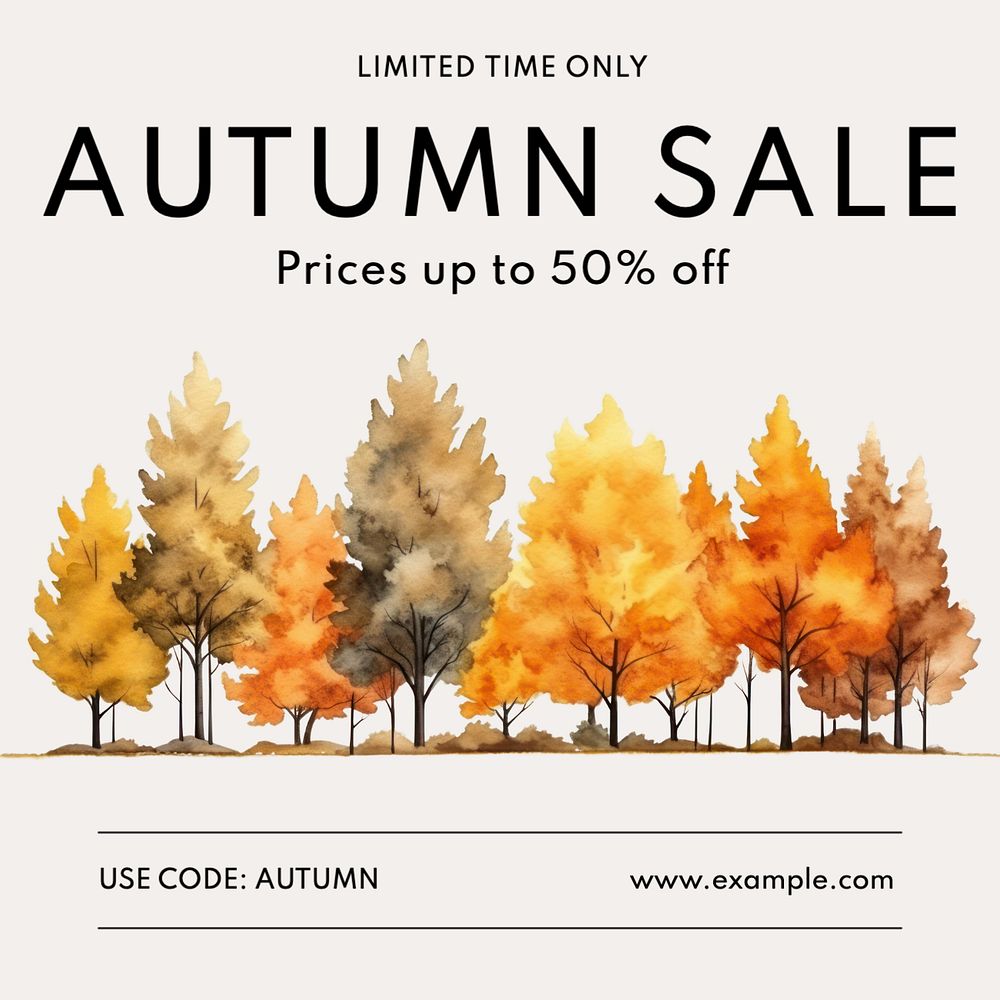 Autumn sale Instagram post template, editable text