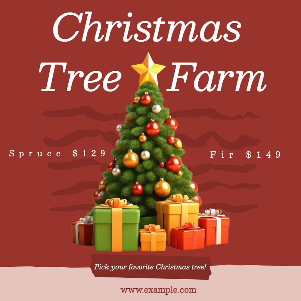 Christmas free farm Instagram post template, editable text