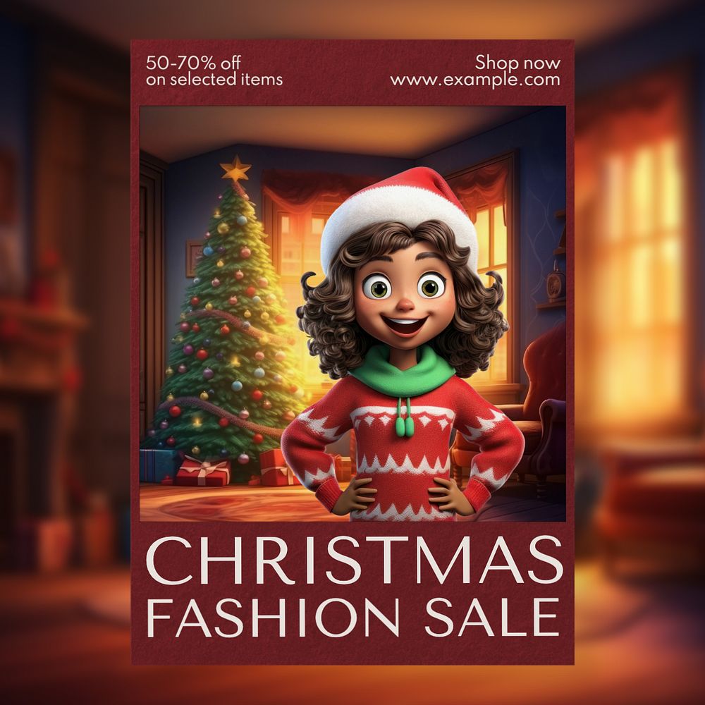 Christmas fashion sale Instagram post template, editable text