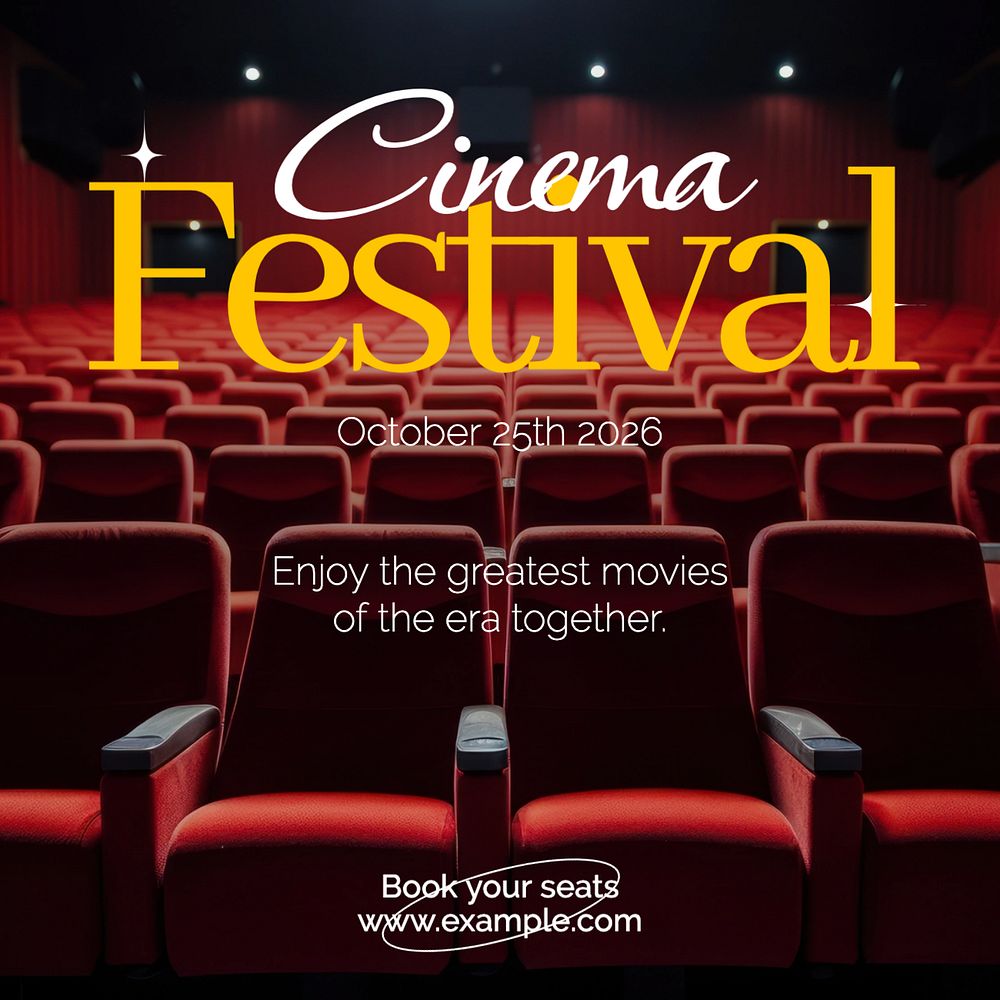 Cinema festival Instagram post template, editable text