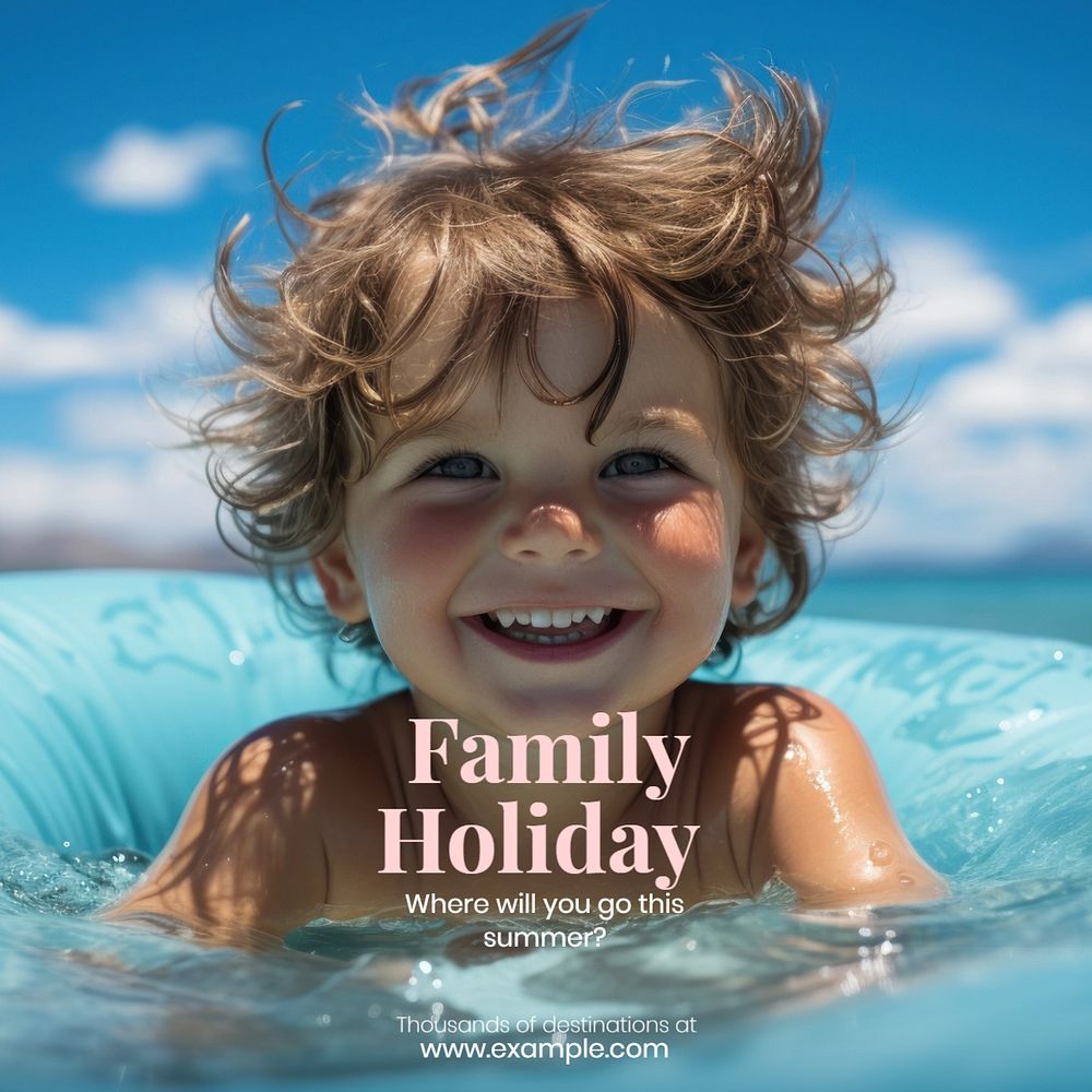 Family holiday Instagram post template, editable text