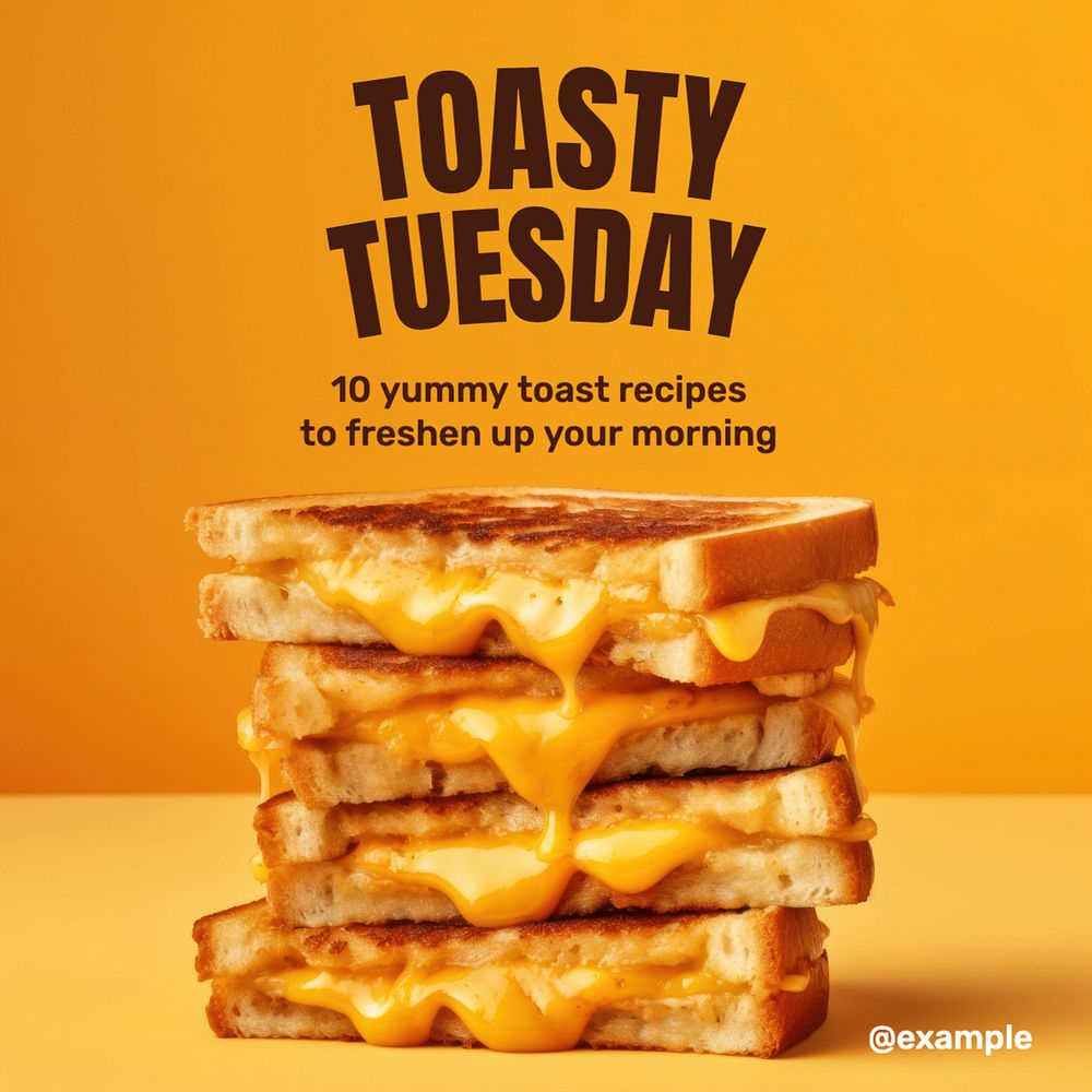 Toast recipes Instagram post template, editable text