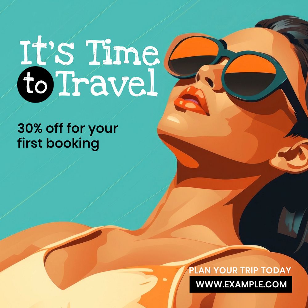 Travel agency Instagram post template, editable text