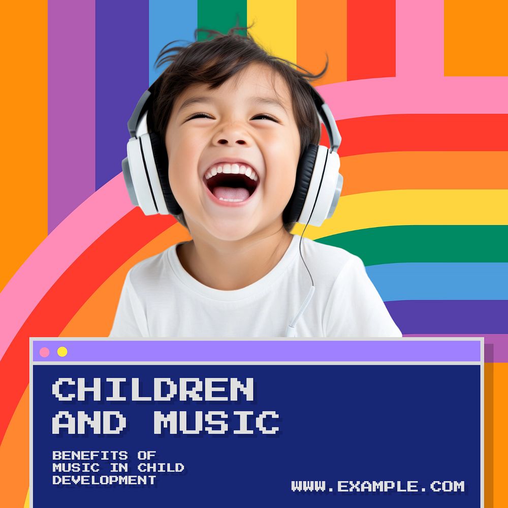 Children and music Instagram post template, editable text